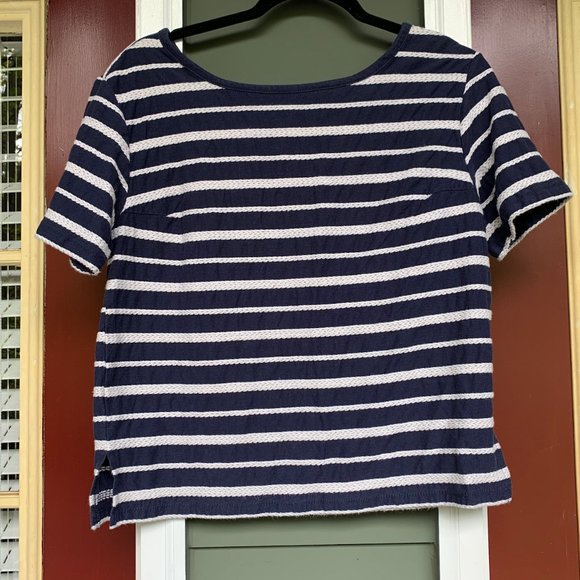 Old Navy Stripe Button Back Blue Top Small - Picture 3 of 5